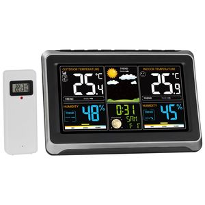 Wireless Digital Home Weather Station Sensor 7.5 Color Display Indoor Outdoor Atomic <b>Clock</b> Adjustable Desk & <b>Table</b> <b>Clocks</b> - Product Image 5