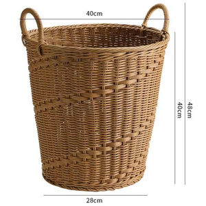 Panier de rangement haut tressé artisanal, le plus vendu, avec deux poignées, idéal comme panier à linge pour la maison, les chambres d'hôtel et la décoration de salle de bain - Product Image 1