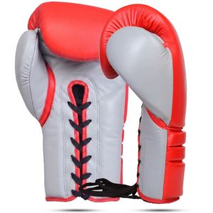 Gants de boxe en cuir véritable de qualité supérieure, à lacets, pour entraînement, sparring, Muay Thai, Kickboxing, MMA, entraînement sur sac, 8oz 10oz - Product Image 4
