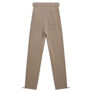 Pantalon de jogging tricoté beige à rayures latérales unisexe, en maille douce, taille élastique, décontracté, streetwear, idéal pour la détente et l'hiver - Product Image 2