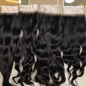 Cierres y frontales de cabello crudo Remy indio de increíble calidad Vendedores de encaje transparente de India natural ondulado rizado recto - Product Image 1