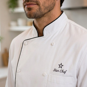 Eco-friendly <b>Cooling</b> Bamboo Woven Chef <b>Jacket</b> Mandarin Collar Long Sleeve Sustainable Breathable Uniform Restaurant Bar - Product Image 6