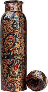 1-Litre Pure Copper <b>Water</b> <b>Bottle</b> Eco-Friendly Ayurvedic Health Flask Printed Leakproof Indian Bulk Products - Product Image 4