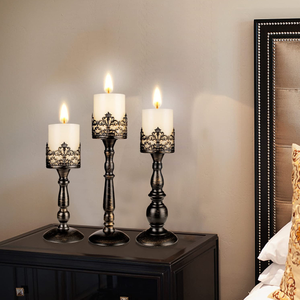 Vintage Modern Iron Handmade Candlestick Holder Set of 3 Durable and Light <b>Weight</b> Glossy Finish for Home and Decor Uses - Product Image 4