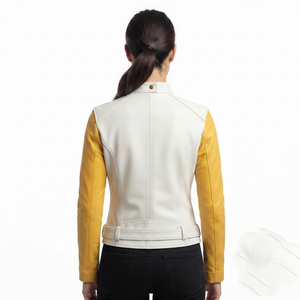Chaqueta de Cuero para Motociclista Personalizada para Mujer, Chaqueta de Moto de Alta Calidad con Cinturón para Mujer - Product Image 2