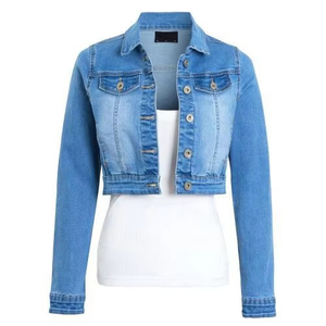 AMSEA INTERNATIONAL Best Quality Women's Casual <b>Quilted</b> Bomber Denim <b>Jacket</b> HIGH STREET Style Eco-friendly Solid <b>Pattern</b> 100% - Product Image 1