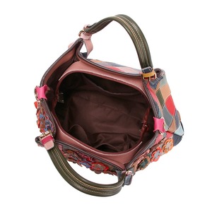 Ando <b>Bag</b> Genuine Cowhide Leather Tote <b>Bag</b> Women Floral <b>Patchwork</b> Handbag with Detachable Shoulder Strap - Product Image 5