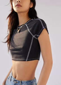 Camiseta Corta para Mujer, Estilo Baby Tee, Ajustada, de Algodón, Manga Corta, Casual, Estilo Y2K Retro, Moda Urbana, Top de Verano - Product Image 4