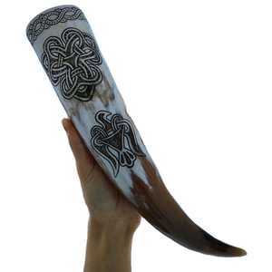 Cuerno para Beber Vikingo Grande con Soporte de Cuero, Cuerno Vikingo de Primera Calidad con Tamaño Personalizado - Product Image 1