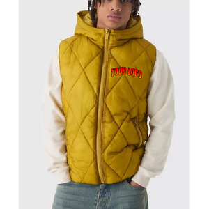 Blouson matelassé léger personnalisé pour homme, sans manches, avec cagoule intégrée, col montant, coupe-vent, personnalisable, best-seller hiver - Product Image 1