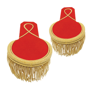 Écusson brodé personnalisé à coudre avec franges dorées, applique en tissu rouge pour vêtements, uniformes, vestes et accessoires - Product Image 1