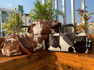 Voyage peau de vache cheveux bagage sac Vintage nuit Duffle cuir Camping randonnée sac à la main Weekender sac pour hommes et femmes - Product Image 4