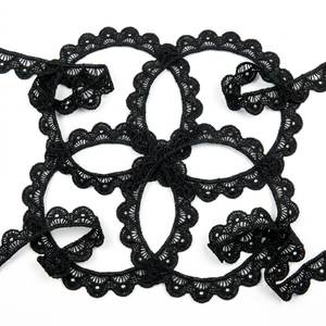 Encaje Guipur Floral Negro de 10 mm, Ribete de Encaje GPO Ecológico, Lujoso, Personalizable, 20 Metros, para Accesorios para el Cabello, Regalos y Manualidades - Product Image 3