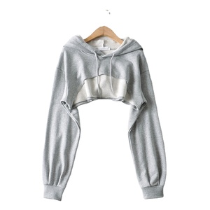 Wholesale Women Girls Casual Hooded Sweatshirts Long Sleeve Winter Autumn Fashion Oversized Sublimation <b>Crop</b> <b>Top</b> Hoodies - Product Image 1