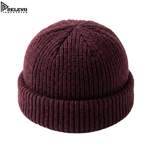 Bonnet en tricot gaufré thermique personnalisé de haute qualité, bordeaux, avec revers, en acrylique, unisexe, pour adultes, pour l'extérieur, vente en gros - Product Image 2