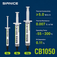 Pâte thermique en silicone SIRNICE CB1050, conductivité thermique 5.0 W/m K, haute performance, pour CPU, GPU, ASIC, en seringue