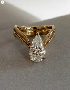 Anillo de compromiso de lujo con moissanita talla pera y engaste de puntas, de plata de ley 925 chapada en oro, certificado, para mujer, para boda o promesa - Product Image 1