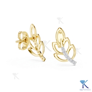 ต่างหูเพชร CVD แบบปลูกในห้องปฏิบัติการ รูปใบไม้ลายเถาวัลย์ ทองคำแท้ 14K ดีไซน์หรูหรา เรียบง่าย สำหรับผู้หญิง - Product Image 6