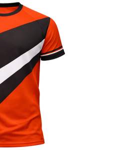 Camiseta Deportiva Personalizada para Hombre, Naranja y Negra, de Secado Rápido, Poliéster y Elastano, para Gimnasio, Running, Entrenamiento, Manga Corta, con Estampado Personalizado - Product Image 4