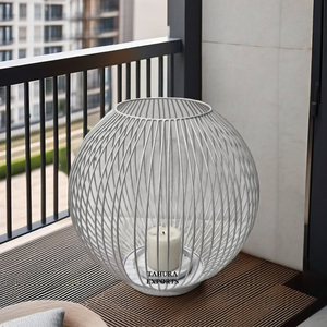 Extra Large Round Candle Holder With Open <b>Cage</b> Design Sleek And Modern Finish For Bohemian Minimalist Or Urban Style Decor - Product Image 1