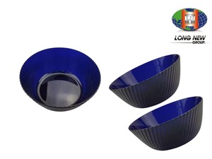 Bol à salade et à soupe en plastique réutilisable personnalisé OEM avec texture côtelée - Product Image 3