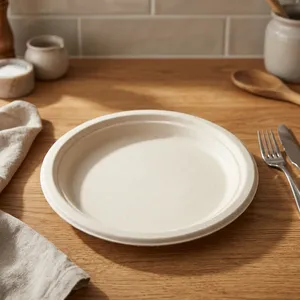 Premium Quality 10 Inch Round Plain <b>Pulp</b> Moulded Disposable Plate Compostable Eco Friendly Food Serving Tableware - Product Image 3