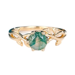 Round Cut Moss Agate Stone <b>Ring</b> Solid 925 Sterling Silver Unique Design Women <b>Girls</b> Fine Silver Jewelry <b>Ring</b> Fashion Jewelry - Product Image 1
