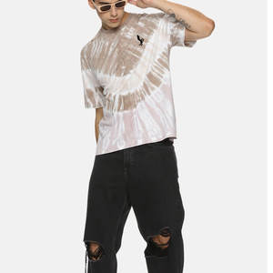 เสื้อยืดสตรีทแวร์ลำลอง ผ้าฝ้าย 100% ลายมัดย้อม ผ้าฟลีซกันเป็นขุย คุณภาพพรีเมียม ทรงไหล่ตก ใส่ได้ทั้งชายและหญิง - Product Image 3