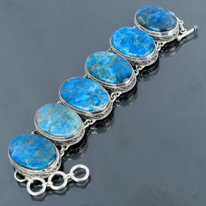Pulsera de plata de ley 925 con apatita neón, hecha a mano, joyería de piedras preciosas, pulsera de piedra natural de lujo, regalo para ella - Product Image 1