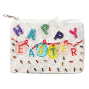Monedero con cuentas de semillas personalizadas con diseño de Feliz Pascua, hermoso monedero con características de accesorios de moda - Product Image 1