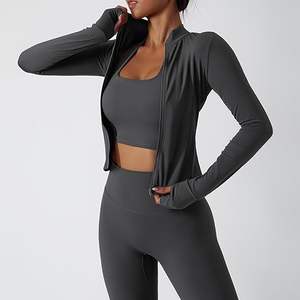 Conjunto de Yoga de Cintura Elástica y Corte Ajustado en Color Sólido para Mujer, Tela Elástica, Conjunto Deportivo de 3 Piezas, Transpirable - Product Image 3