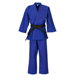 Kimono de judo bleu unisexe adulte 100 % coton durable teint uni coupe classique une pièce tenue d'arts martiaux nouvelle arrivée personnalisable - Product Image 1