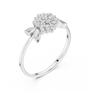 Anillos de oro macizo de 14k para mujer con diseño de flor, corte redondo minimalista, con diamantes, para regalo, compromiso, aniversario, boda - Product Image 5