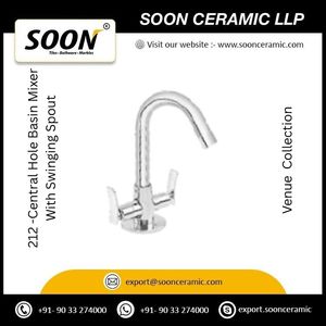 Basin Faucet 212 Central Hole Basin Mixer With <b>Swinging</b> Spout Stainless Steel Polished Sustainable Traditional - Product Image 3