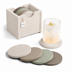 Sous-verres artisanaux en bois d'acacia écologiques avec couvercle et cuillère |   Ensemble de sous-verres en bois naturel, vente en gros en Inde - Product Image 6