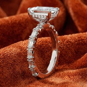 Elegant <b>Emerald</b> Cut Sterling <b>Silver</b> <b>Ring</b> for Women Engagement Wedding Anniversary Party Daily Wear Gift USA - Product Image 2