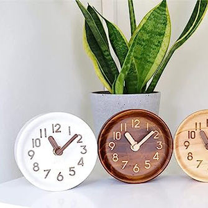 Horloge de bureau moderne multicolore, horloge ronde en bois, décoration d'intérieur, réveil - Product Image 5