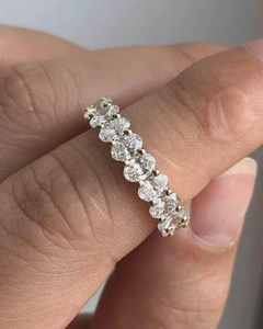 Precioso anillo de eternidad con diamantes cultivados en laboratorio de corte ovalado, oro macizo de 18 quilates, regalo de promesa para fiestas, joyería con dijes. - Product Image 2