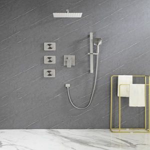 Sistema Doccia Completo con Soffione, Doccetta, Asta Scorrevole, Getti Idromassaggio, Braccio Doccia, Tubo Flessibile, Valvola, Maniglie e Leva di Regolazione - Product Image 2