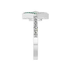 Anillo abierto para mujer Piedra preciosa de moda IGI Plata de ley certificada Diamante Esmeralda Fabricación de productos chapados en plata clásica - Product Image 2