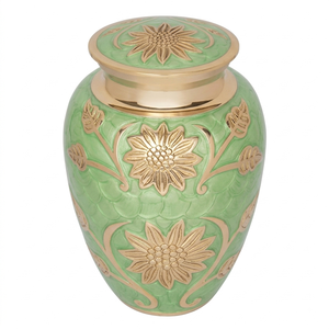 Urnas de Cremación para Adultos de Latón Duradero con Hermoso Diseño Decorativo Dorado, Urnas Funerarias de Metal con Acabado en Color Negro para Cenizas Humanas - Product Image 3