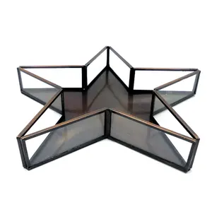 服务器皿玻璃和铁星形装饰托盘青铜电镀成品盘子和盘子