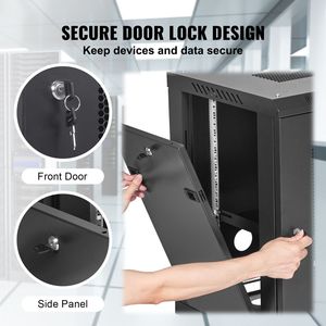 Armadio Server a Parete 12U con Profondità 15,5 Piedi, Sistema di Chiusura Sicura, Rack di Rete con Capacità di 200 Libbre per Archiviazione Dati - Product Image 5