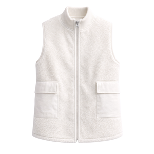 Gilet réversible en polaire sherpa pour femme, sans manches, léger, fermeture éclair, coupe-vent, respirant, chaud, décontracté, pour l'extérieur - Product Image 1