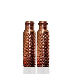Juego de Botellas de Agua de Cobre Puro Premium, Diseño de Textura Martillada, Recipiente para Beber Saludable, Acabado Martillado Elegante, Ecológico - Product Image 1