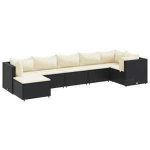 Ensemble de salon de jardin noir avec coussins blanc crème pour la détente en plein air - Product Image 2