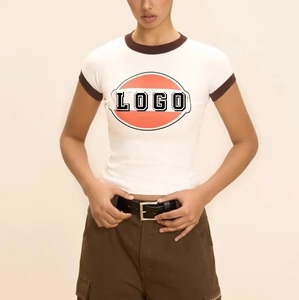 Low MOQ Solid Customized Color Plus Size Crop <b>Top</b> t shirt wholesale Price Women Crop <b>Top</b> T shirt for sale - Product Image 2