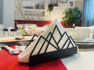 Modern Geometric Napkin Holder Black iron <b>Table</b> Decoration Reusable Custom Shape Design in only saleem international - Product Image 1