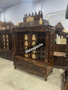 Modern Wooden Pooja <b>Mandir</b> For Home Luxury Hand Carved Export Quality Home Temple Teak Wood Peacock Pooja Unit Wholesale Prices - Product Image 6