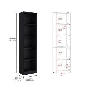 Zachary nero sottile 2 pezzi Set da soggiorno con 2 eleganti librerie - Product Image 4